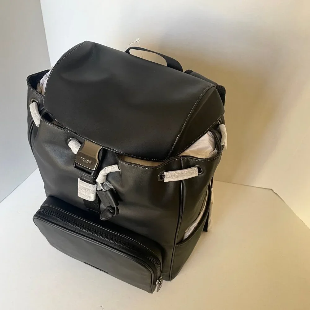 Coach Racer Backpack Large Black Calf Leather Laptop Bag CU112 ORGPKG